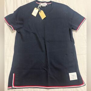 Thom Browne Navy Top with Red and White Trim